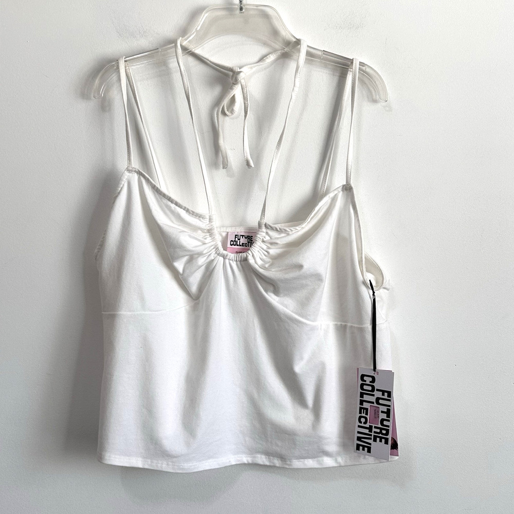 Future Collective Target Halter Tank Top 1X Plus White Summer Festival Strap NEW
